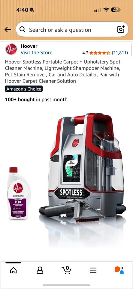 Hoover Spotless Portable Carpet & Upholstery Cleaner