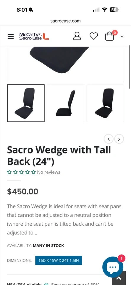 NEW Sacro Wedge Cushion w/ Tall Back – Orthopedic Back Support 🔥 - photo 2