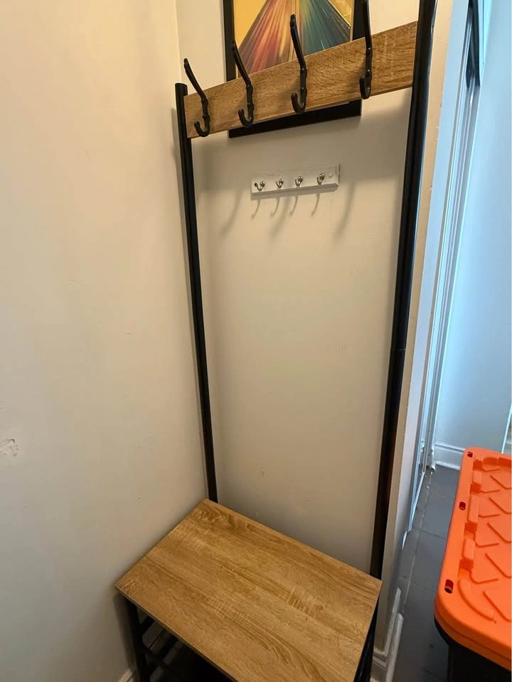 Modern Entryway Coat Rack with Bench – Rustic & Stylish - photo 2