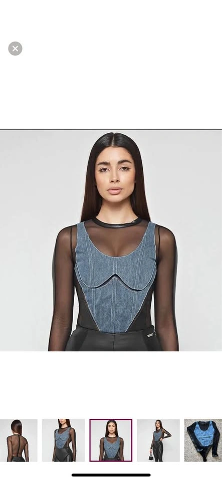 Maniere de Voir Bodysuit Jeans Leather
