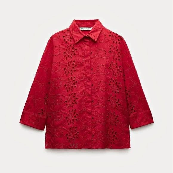 ZARA EMBROIDERED POPLIN SHIRT ZW COLLECTION XS