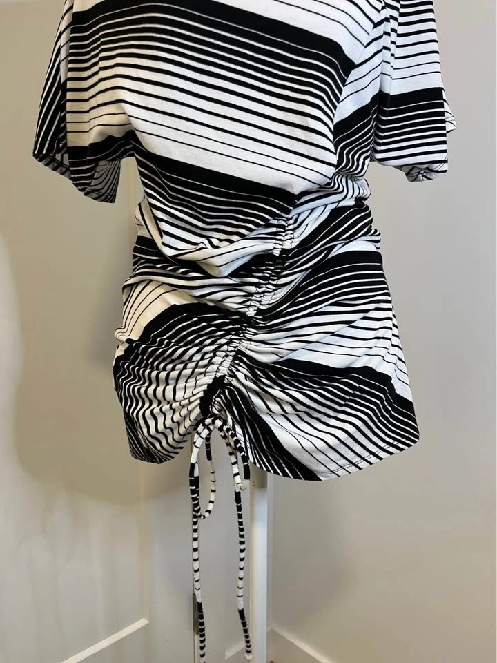 LE CHATEAU Black & White Striped Cinch Shirt - photo 2