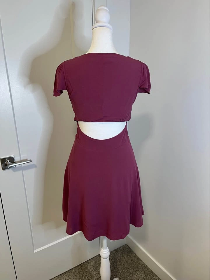 ARITZIA SUNDAY BEST Plum V-Neck Short Sleeve Dress - photo 3