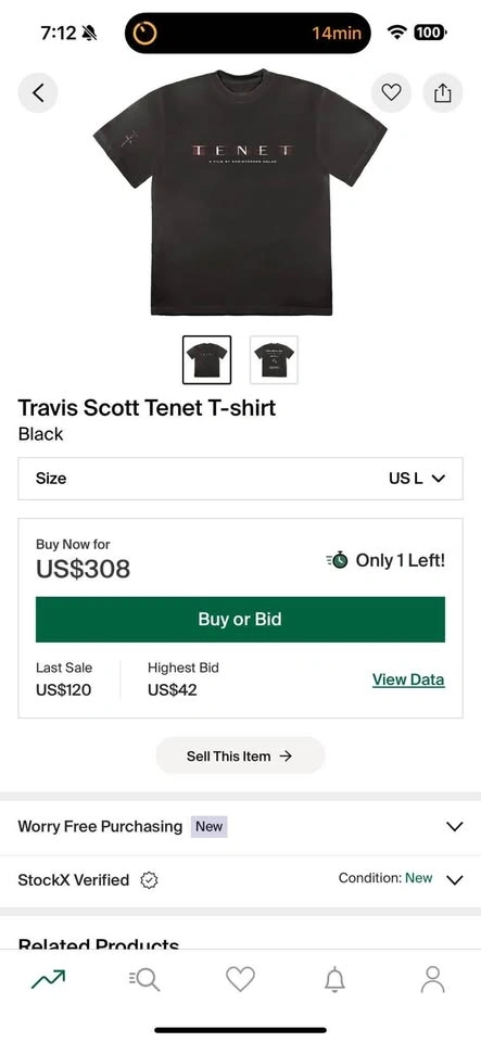 Travis Scott Tenet T-Shirt Merch Cactus SZ L - photo 3