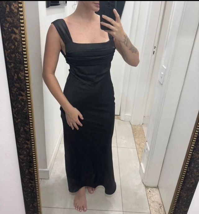 Black Midi Dress with open back - photo 3