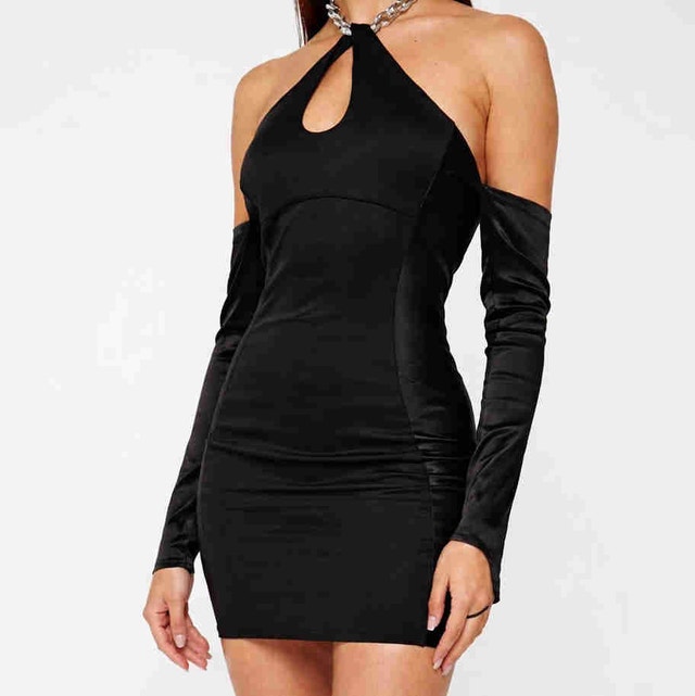 Black Halter Cutout Mini Dress - Maniere De Voir
