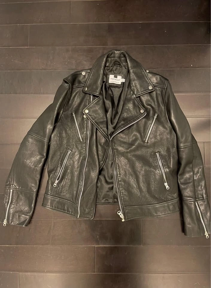Topman Genuine Calf Leather Biker Jacket – Rare "Road to Nowhere