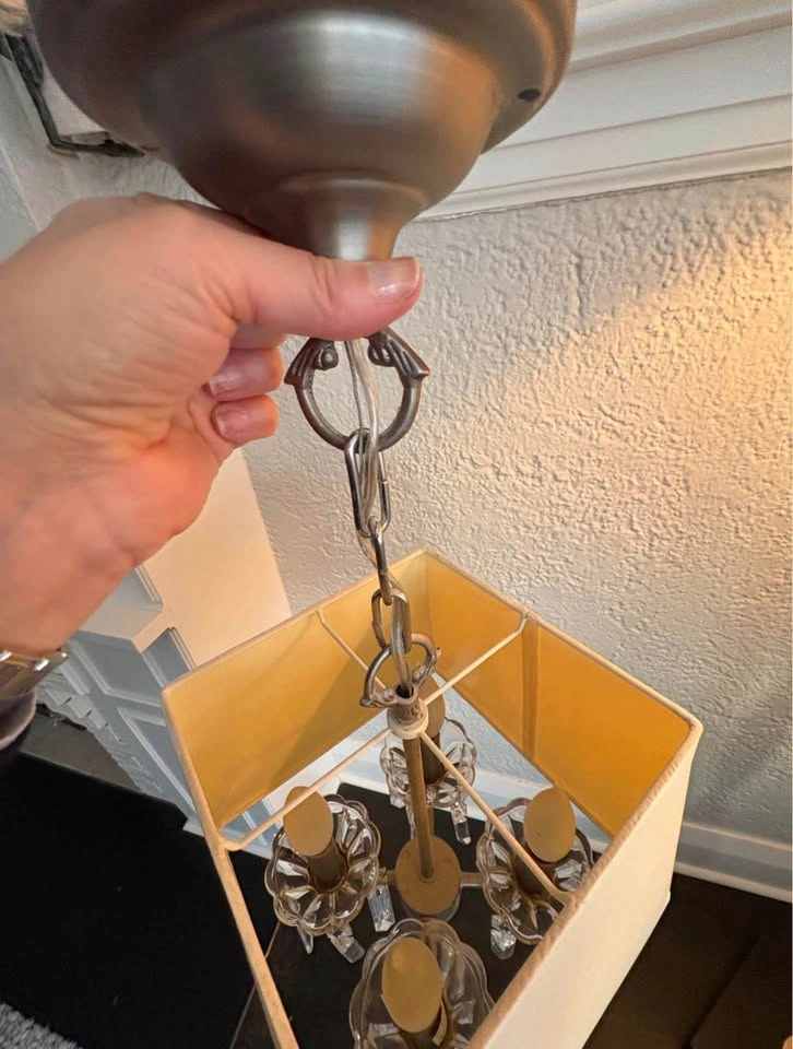 Ivory Vintage Pendant Hanging Crystal Light Fixture - photo 4