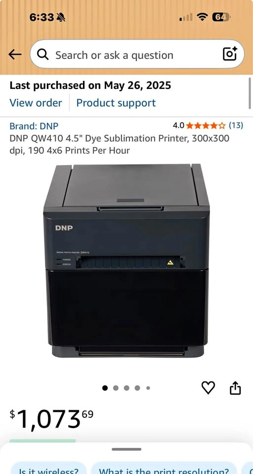 DNP QW410 Dye Sublimation Printer with 4x6 Media Set
