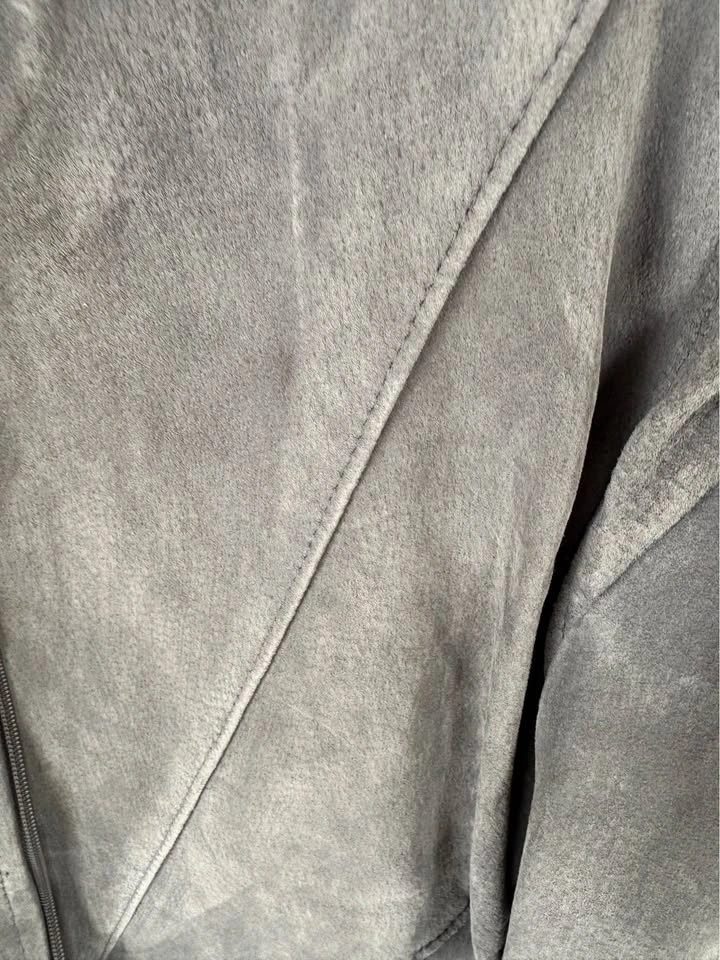Unisex Leather Attic Grey Suede Bomber Jacket - photo 2