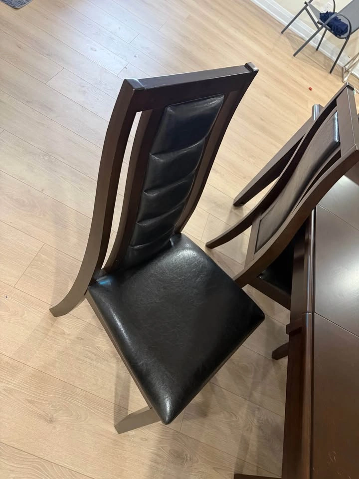 Dark brown Adjustable dining table with 6 chairs - photo 3