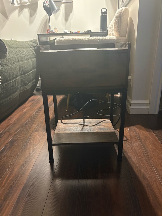 Nightstand with Power Outlet and Shelf