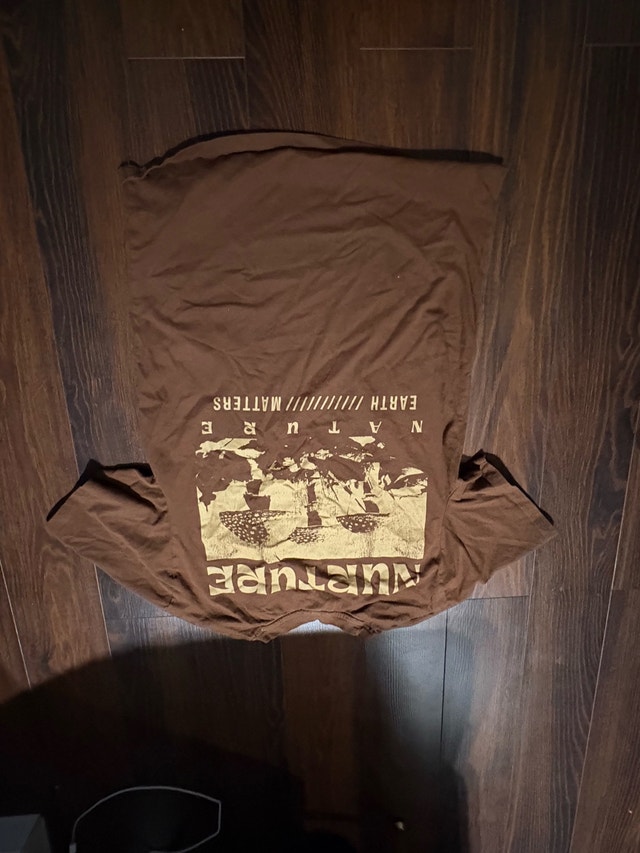 Brown T-Shirt with Environmental Graphic