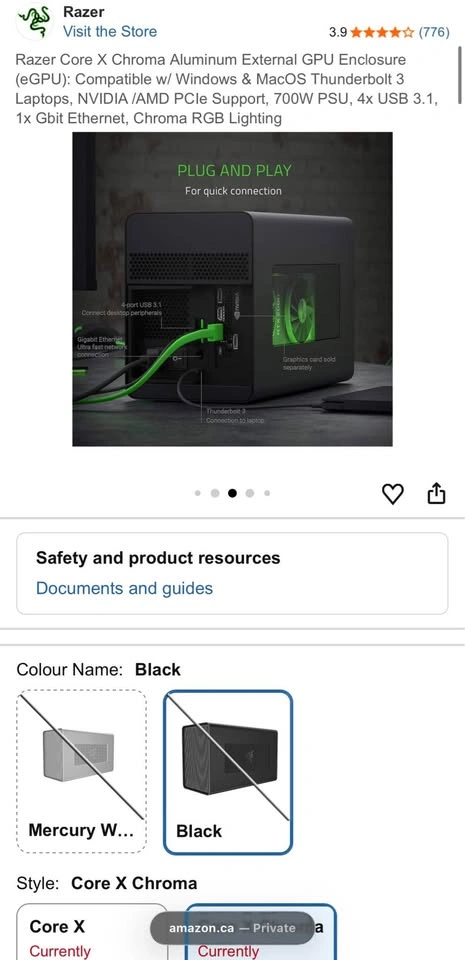 Razer Core X Chroma eGPU Enclosure - Thunderbolt 3, 700W PSU - photo 5