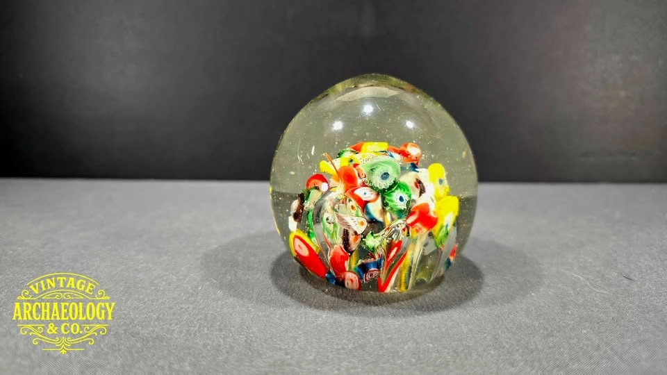 ART GLASS PAPERWEIGHT SCRAMBLED MILLEFIORI - photo 2