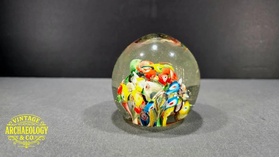 ART GLASS PAPERWEIGHT SCRAMBLED MILLEFIORI - photo 3