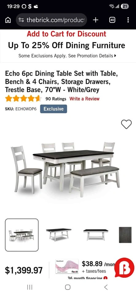 Dining Table with drawers