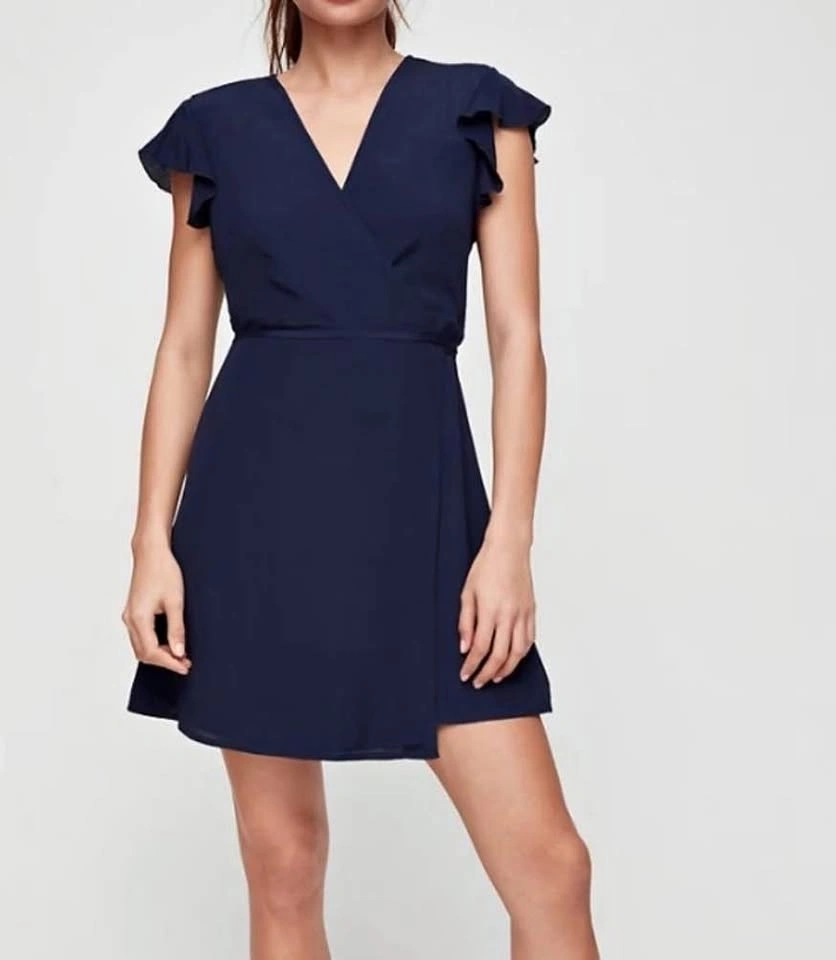 Aritzia Sunday Best Maud wrap dress - Navy, size small