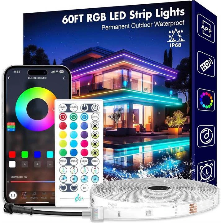 60ft Outdoor LED Strip Lights - PHLSTYLE Waterproof - photo 4