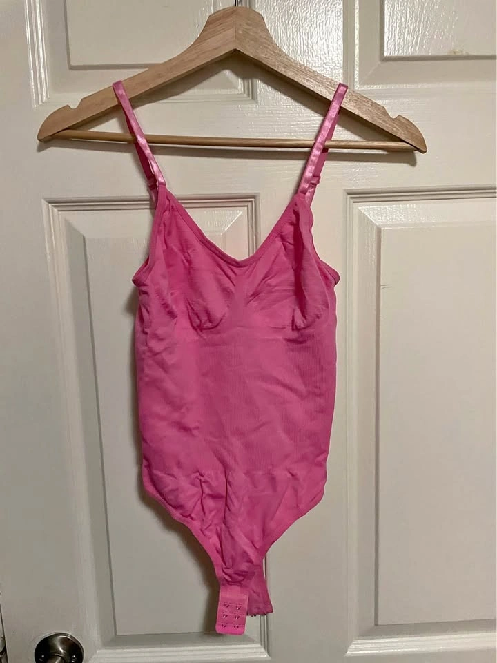 Pink Ribbed Bodysuit Size S