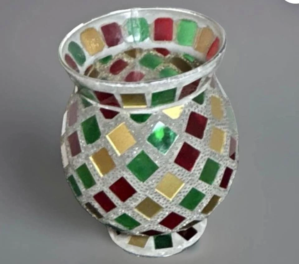 Moroccan-Style Mosaic Glass Vase – $80