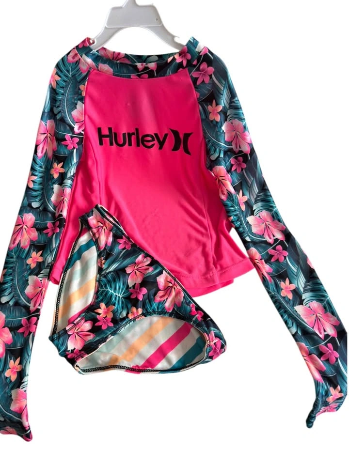 Hurley Girls' 2-Piece Long Sleeve Rash Guard & Bikini