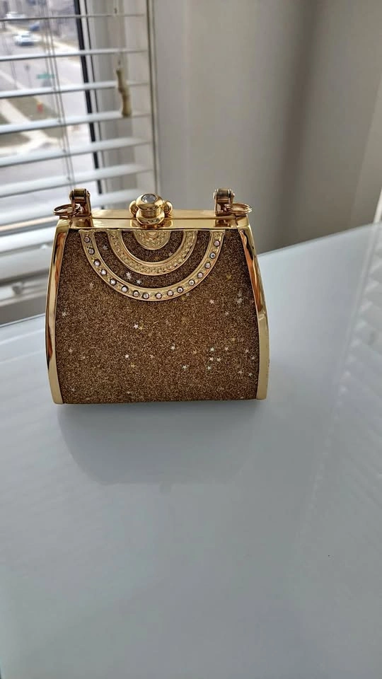 Gold Shimmer Minaudière (Evening Clutch Bag)