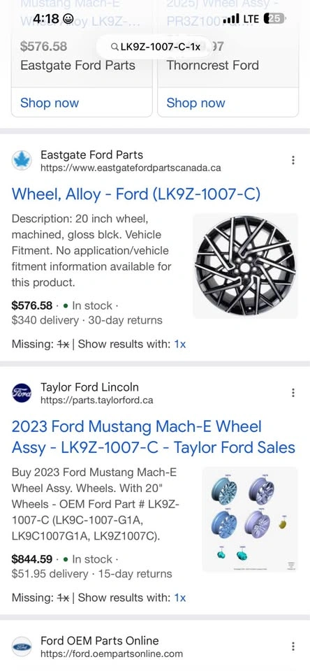 Ford Mustang Mach-E 20" Alloy Wheel LK9Z-1007-C Brand New OEM - photo 3