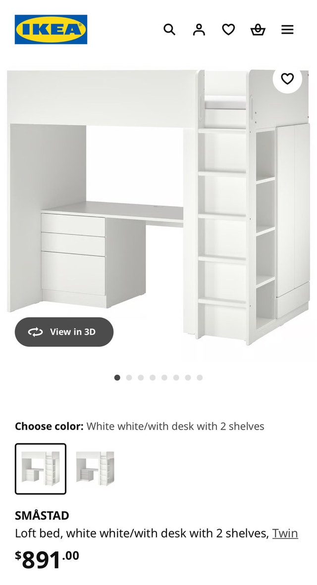 IKEA SMÅSTAD Loft Bed with Desk and Shelves