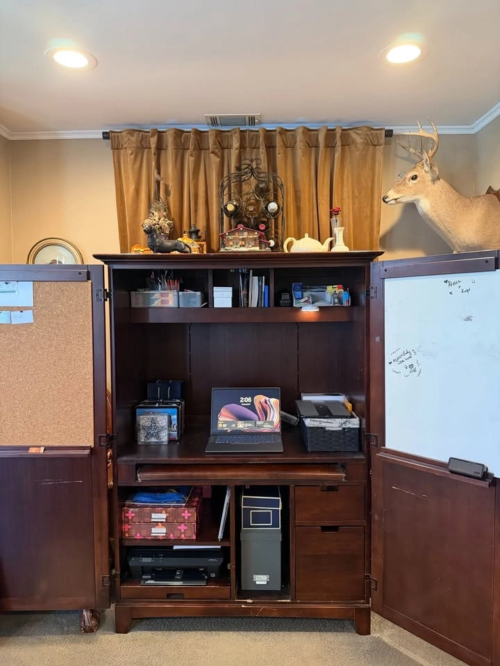 Dark Wood Office Armoire Desk - photo 2