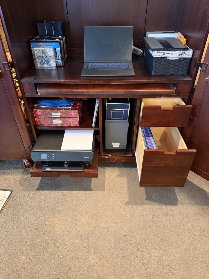 Dark Wood Office Armoire Desk - photo 3