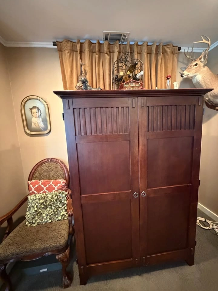 Dark Wood Office Armoire Desk - photo 5