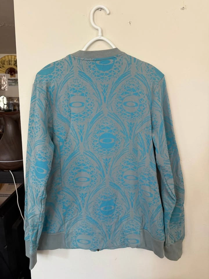 Women’s Oakley Y2K Blue Patterned Zip Up Sweatshirt Jacket XL - photo 2