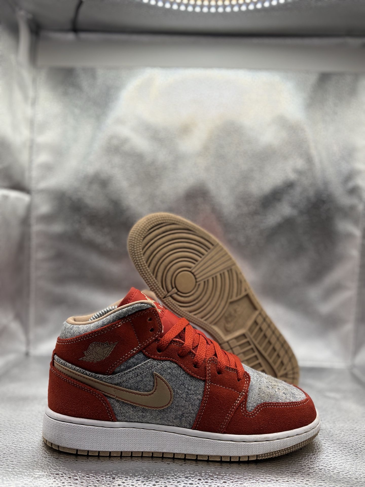 Air Jordan 1 Mid Denim Red GS