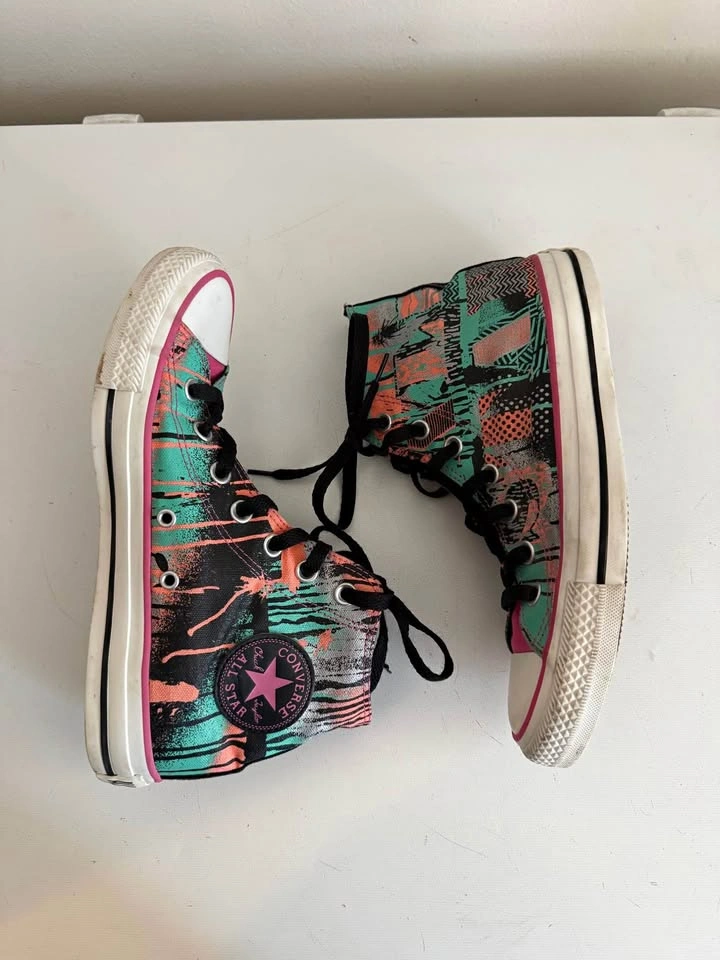 Women's Converse Shoes with Cool Funky Pattern Size 8