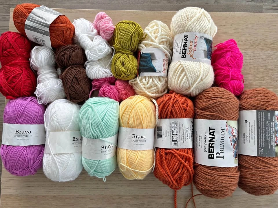 Mixed Yarn Lot - Patons, Bernat, Brava - Various Colors