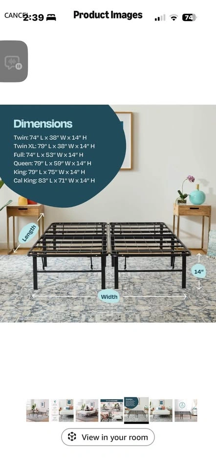 Folding Steel Bed Frame w/ Storage - No Box Spring Needed - photo 3