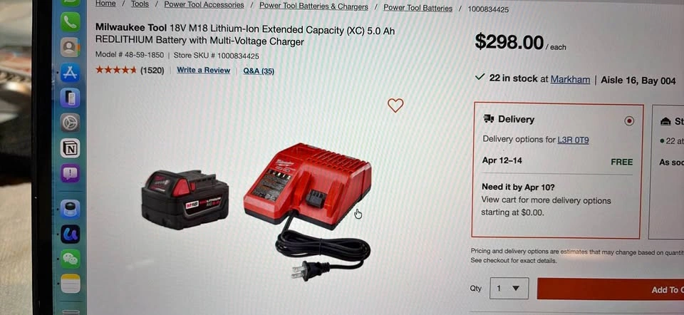 Milwaukee M18 REDLITHIUM XC 5.0 Ah Battery and Charger