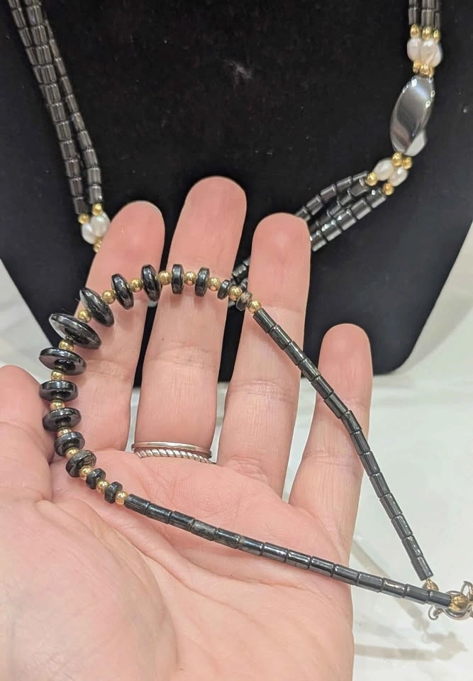 Valentines Sale ♥3 piece set: Hematite Necklace, Earrings & Ankl - photo 3