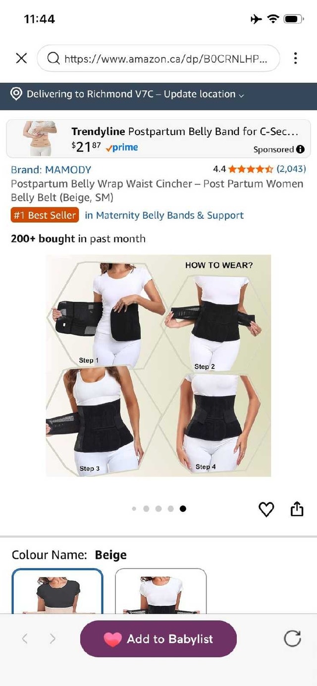 Abdominal Binder - MAMODY Small (S/M) Beige Cotton - photo 4