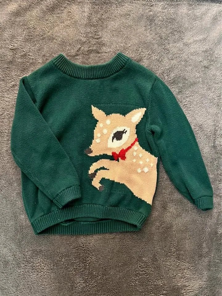 Old Navy Green Deer Fawn Sweater 2T