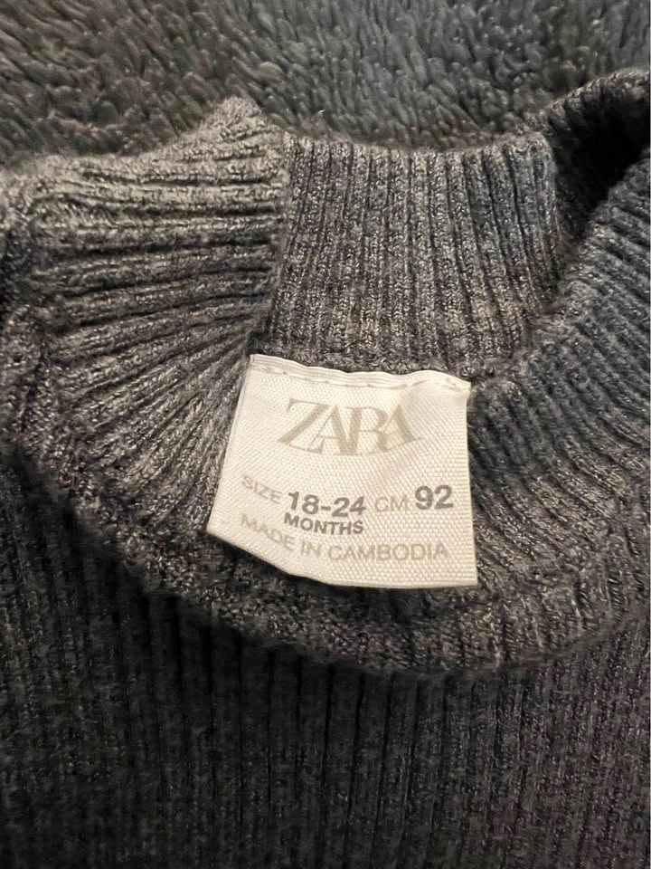 ZARA Grey Ribbed Sweater 18-24 Months - photo 2