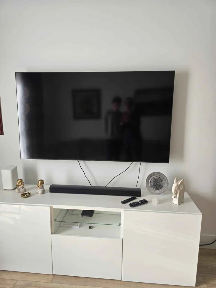 Samsung TV, Sound Bar, and IKEA TV Stand - photo 2