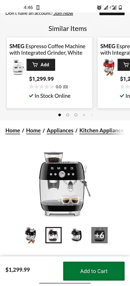 Smeg egf 03 espresso machine