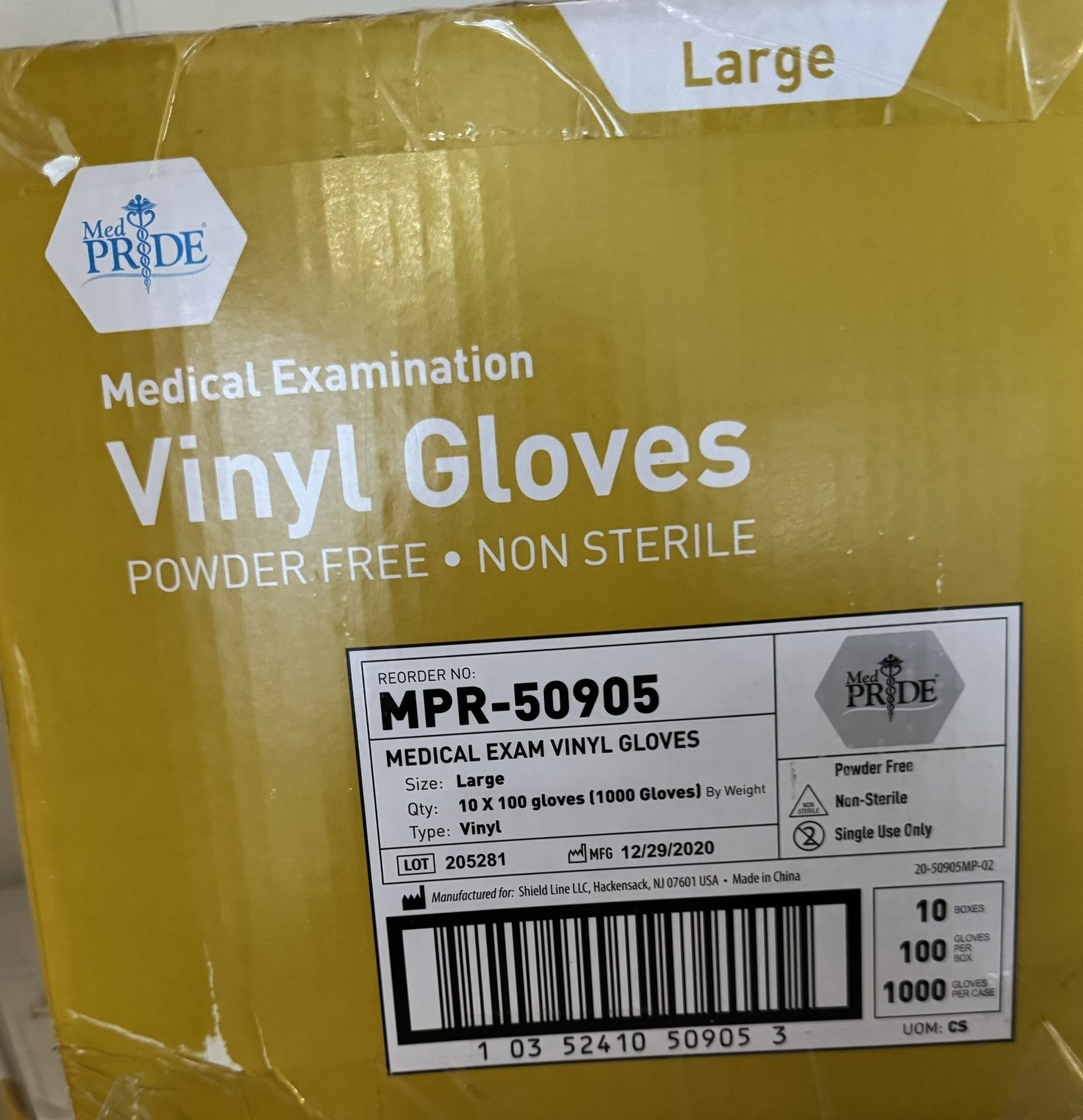 MedPride Vinyl Gloves Power-Free, Large 1000-pack