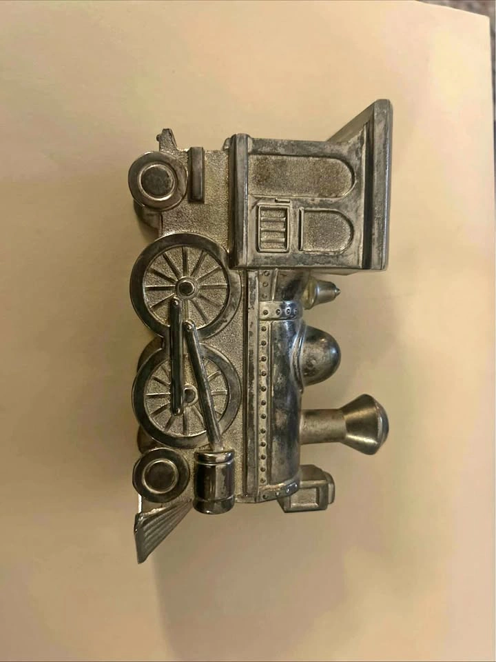 Small Pewter (?) Metal Train Bank
