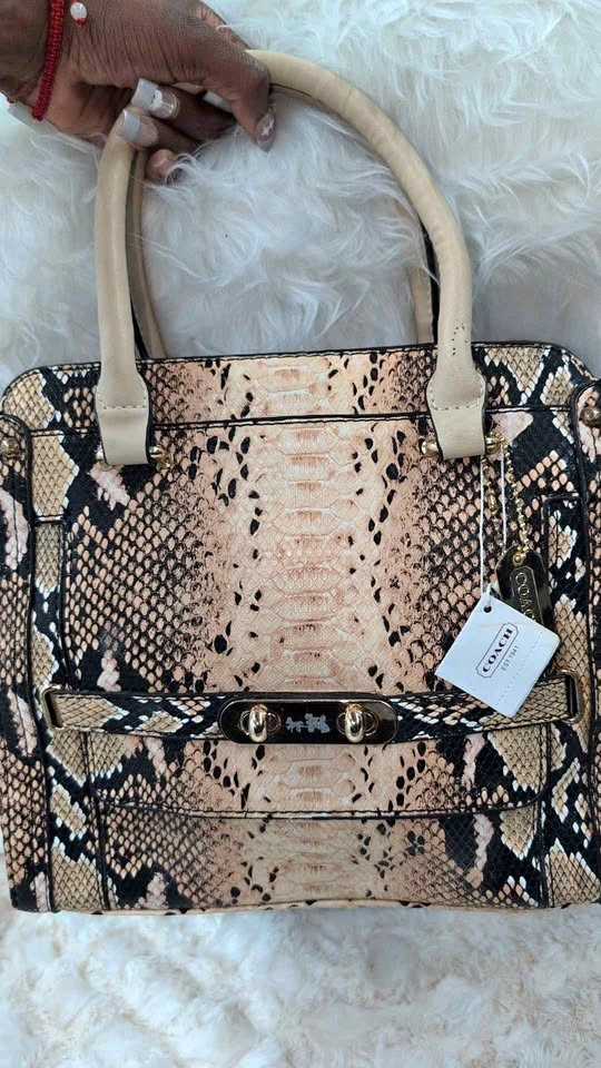 Coach Snake Print Leather Satchel – Neutral Tone | Like New