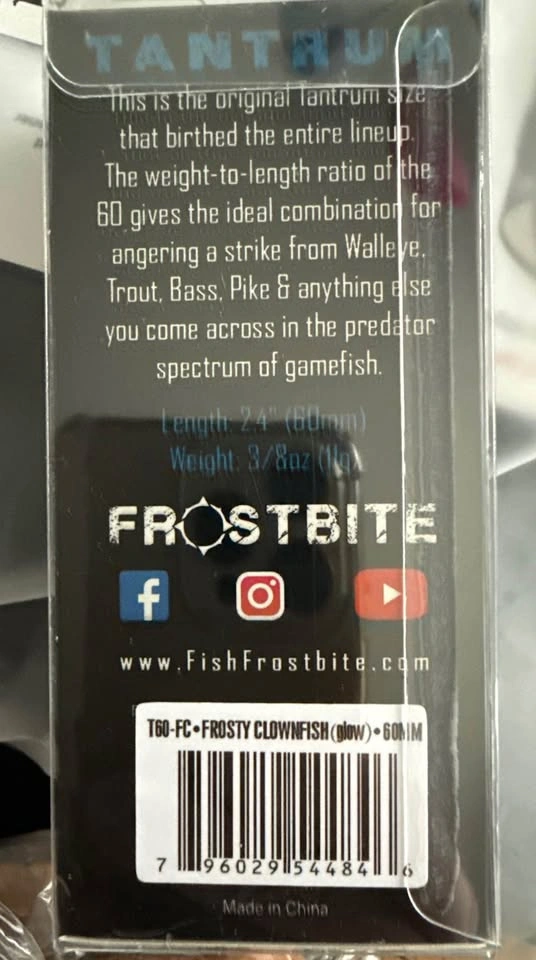 BRAND NEW Frostbite Tantrum 60mm Crankbait – Frosty Clownfish (G - photo 2