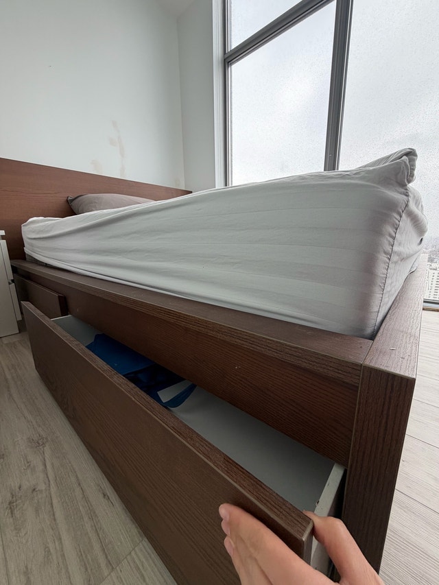 Queen Bed Frame with Drawers and Mattress