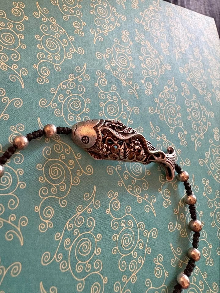 925 Silver Fish Charm Bracelet with Beads